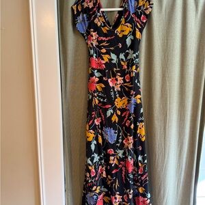 PACT Women's Nightfall Blooms Fit & Flare Crossback Maxi